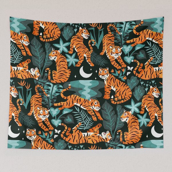 Item preview, Year of the Water Tiger - Teal Jungle designed and sold by TigaTiga.
