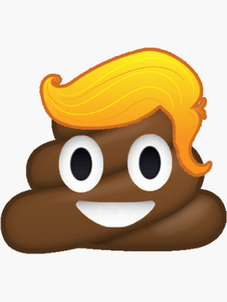 Donald Trump Poop Emoji Blonde Yellow Hair Sticker