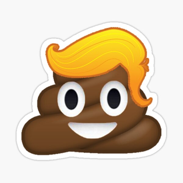 Donald Trump Poop Emoji Blonde Yellow Hair Sticker