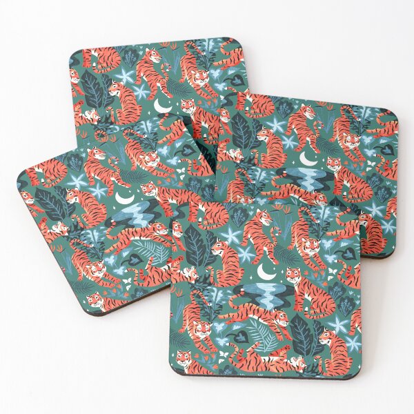 Item preview, Year of the Water Tiger - Coral & Turquoise designed and sold by TigaTiga.