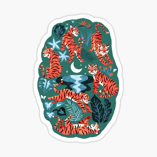 Vista previa del artículo con la obra «Año del Tigre de Agua - Coral y Turquesa», diseñado y vendido por TigaTiga.