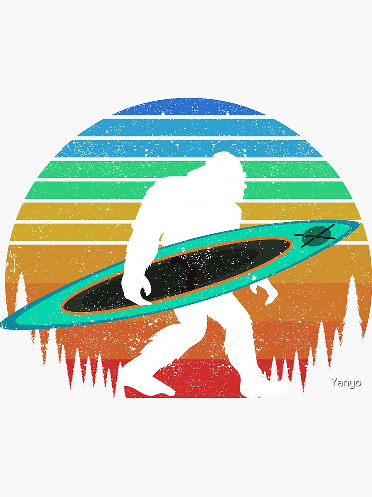“Bigfoot kayak paddling lake white water canoe” Sticker by Yanyo