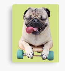 Pug On A Skateboard Canvas Print