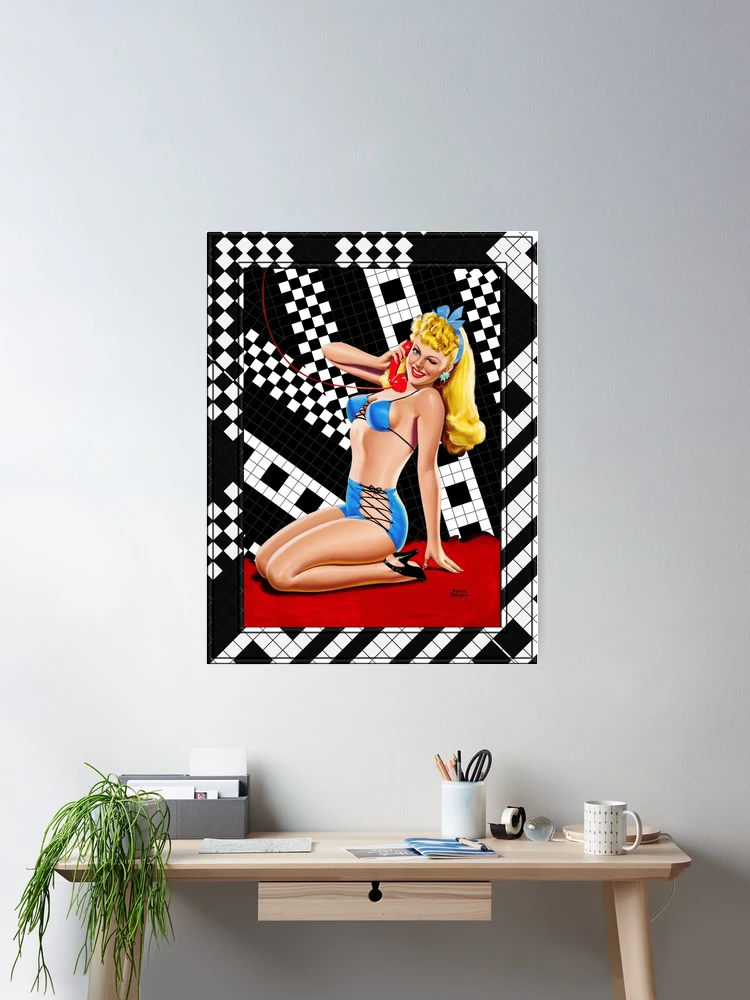 The Red Hotline by Peter Driben - Blonde Beauty Takes A Secret Call 3 The Red Hotline by Peter Driben Remastered Vintage Art Xzendor7 Reproductions Decorative Art Print Wall Decor Poster Art Print