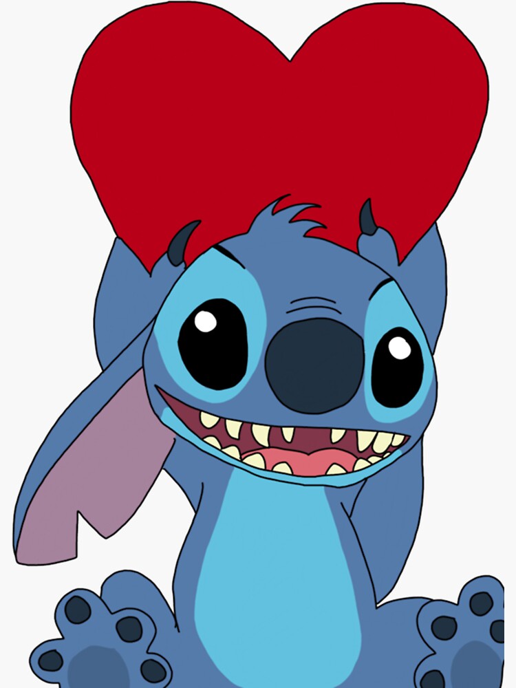 Cute Heart Lilo And Stitch Face Sticker For Sale By Wengeloy Redbubble 