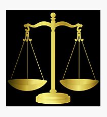 Gold Scales Of Justice on Black keeping law and Order Photographic Print