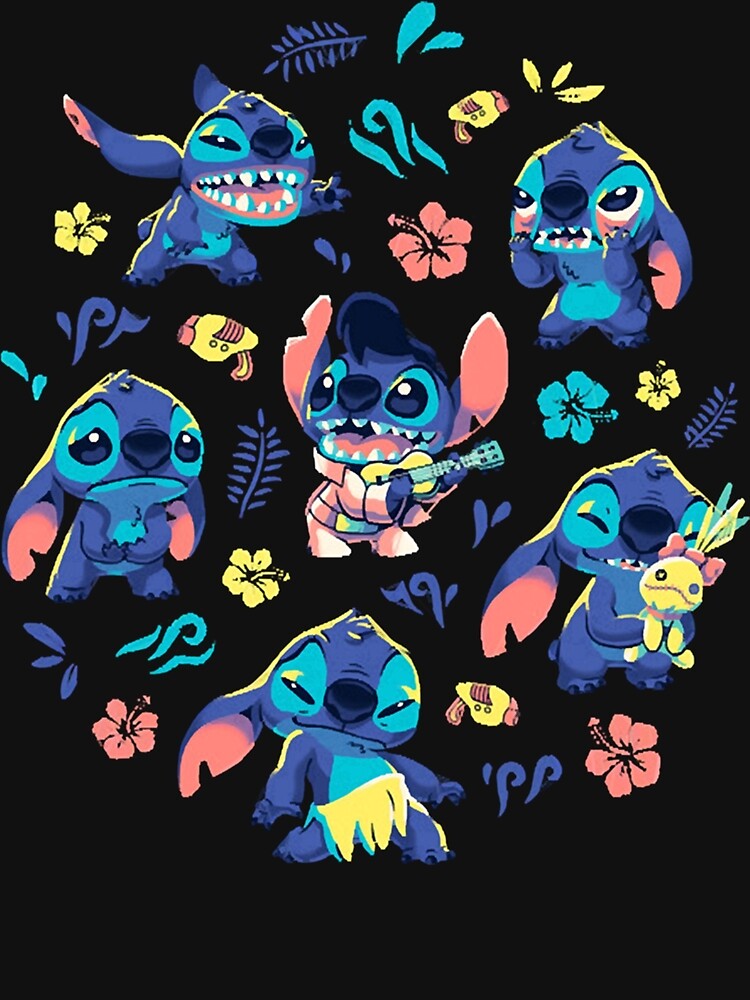 Cute Stitch Pattern // 90s Kid, Cartoon Alien, Hawaii - Stitch - Posters  and Art Prints