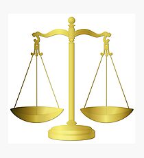 Gold Scales Of Justice on White keeping law and Order Photographic Print