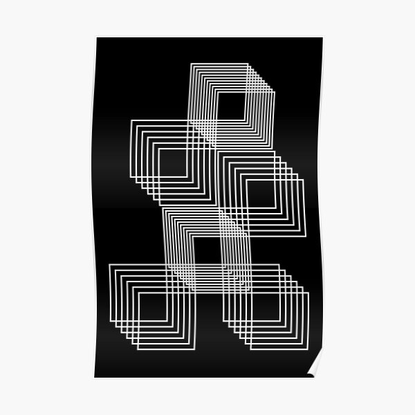 Optical illusion hollow squares - black and white 2 Poster