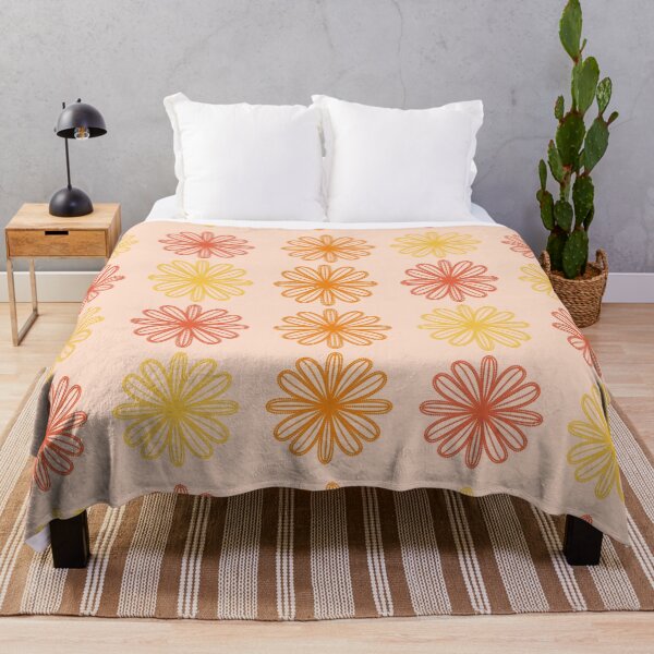 Item preview, Retro Colorful Orange, Red, Yellow Flower Pattern on Light Orange Background designed and sold by Digitalme Designs.