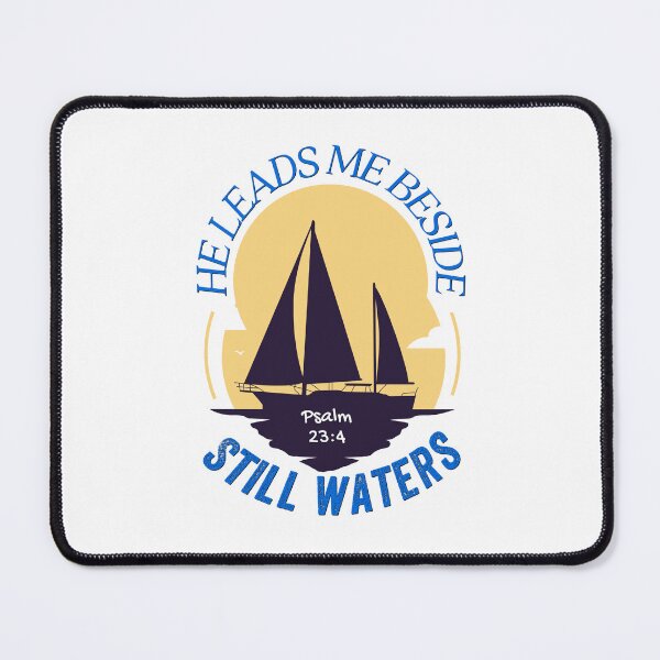 Item preview, Psalm 23 Verse 2 - He Leads Me Beside Still Waters | Christian | Gospel | Ship Sailing | Sun designed and sold by MJDezigns.