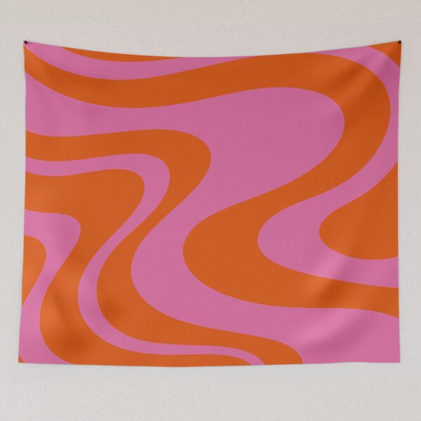 Item preview, Hot Pink and Red Orange Wave Machine Abstract Retro Swirl Pattern designed and sold by kierkegaard.