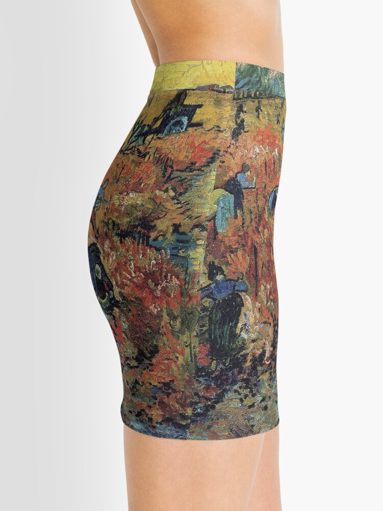 Alternate view of The Red Vineyards Oil Painting on Burlap by Vincent van Gogh Mini Skirt