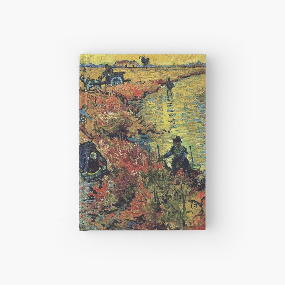 The Red Vineyards Oil Painting on Burlap by Vincent van Gogh Hardcover Journal