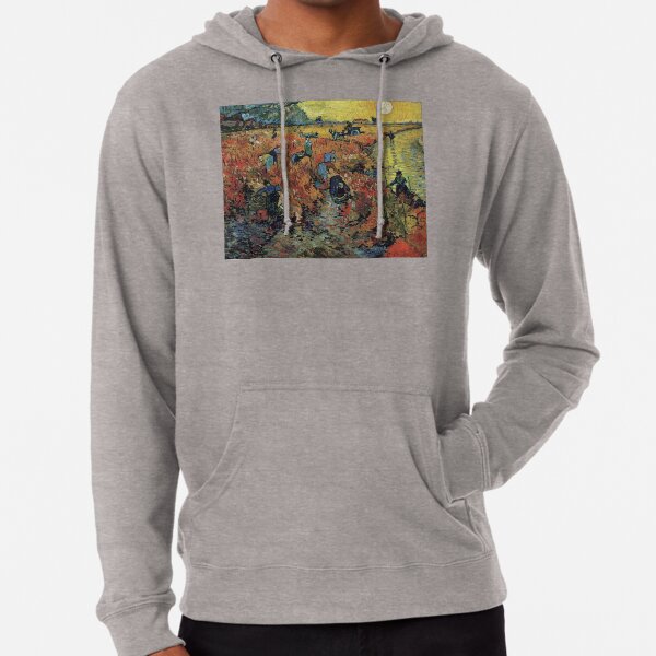 The Red Vineyards Oil Painting on Burlap by Vincent van Gogh Lightweight Hoodie