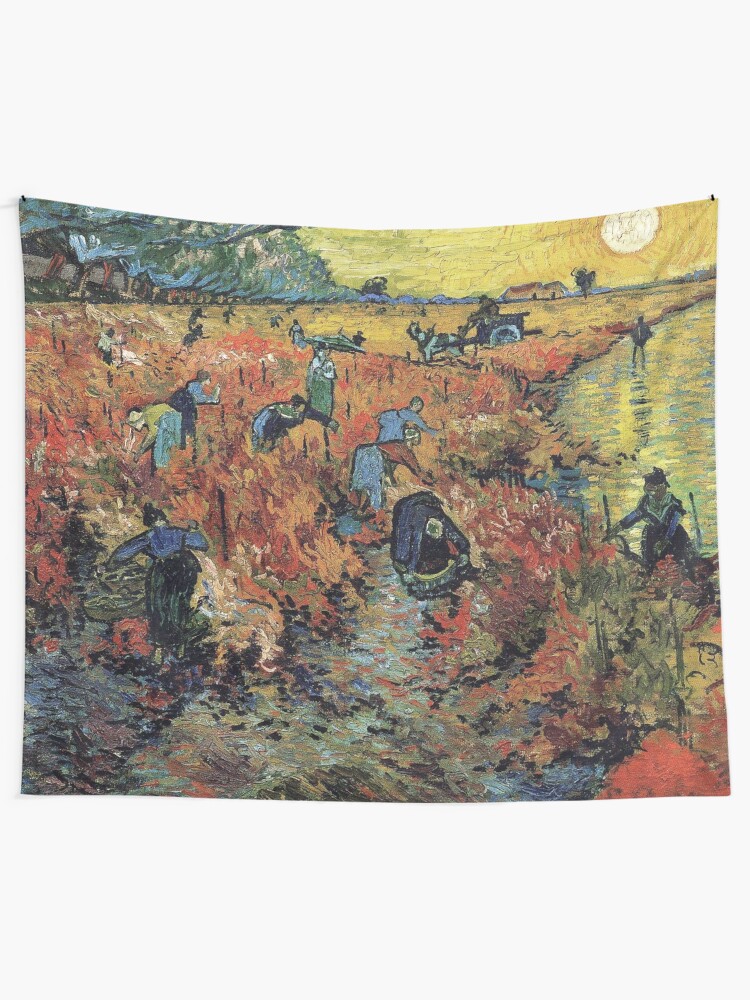Alternate view of The Red Vineyards Oil Painting on Burlap by Vincent van Gogh Tapestry