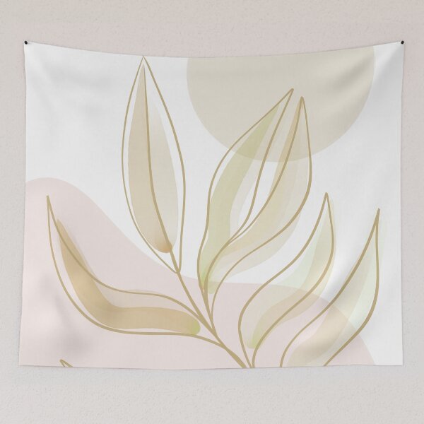 Item preview, Line art golden leaf abstract illustration designed and sold by RoseMaryWP.