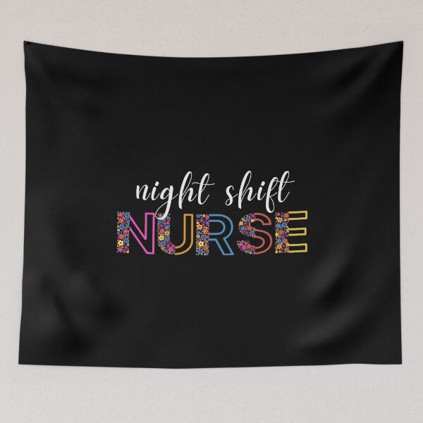 Item preview, Floral night shift Nurse (white text) - RN - night shift Registered Nurse - night shift crew designed and sold by CaitU.