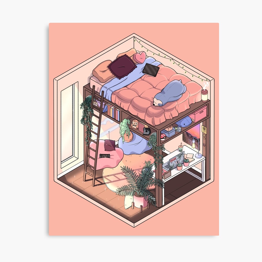 My Bedroom (1 Point Perspective Drawing) by Chloe Condie