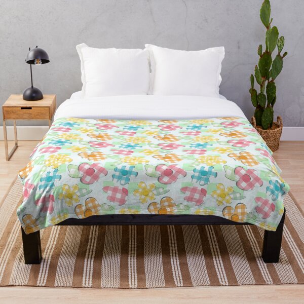 Item preview, Happy summer floral checks pattern designed and sold by RoseMaryWP.