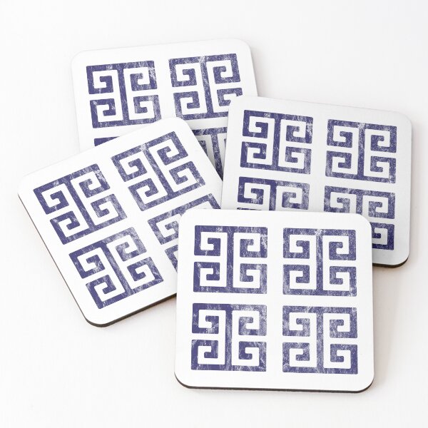 Item preview, Greek Key Blue and White Geometric Pattern designed and sold by HotHibiscus.