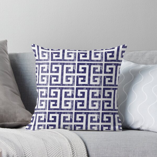Item preview, Greek Key Blue and White Geometric Pattern designed and sold by HotHibiscus.