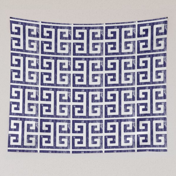 Item preview, Greek Key Blue and White Geometric Pattern designed and sold by HotHibiscus.