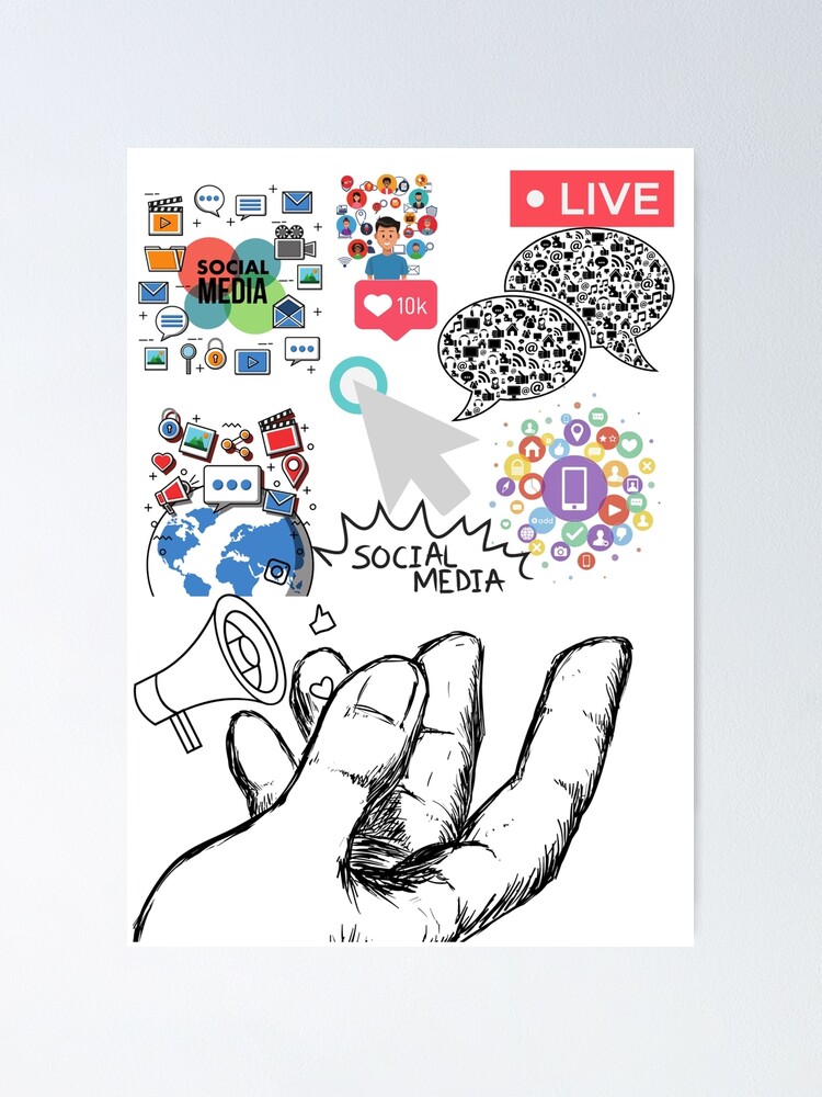 Social media doodles. Hand drawn internet and network sketch symbols.  Digital marketing, blogging, online communication doodle sign vector set  21980314 Vector Art at Vecteezy