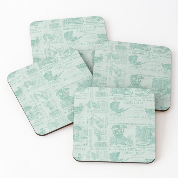Item preview, Victorian Inspired Newsprint - Green designed and sold by TotallyRetroArt.