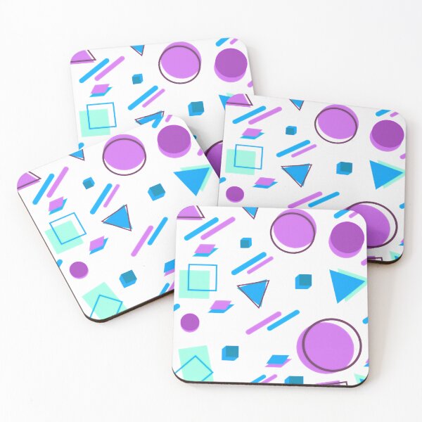 Item preview, Memphis Style Geometric - Purple, Blue and Turquoise designed and sold by TotallyRetroArt.