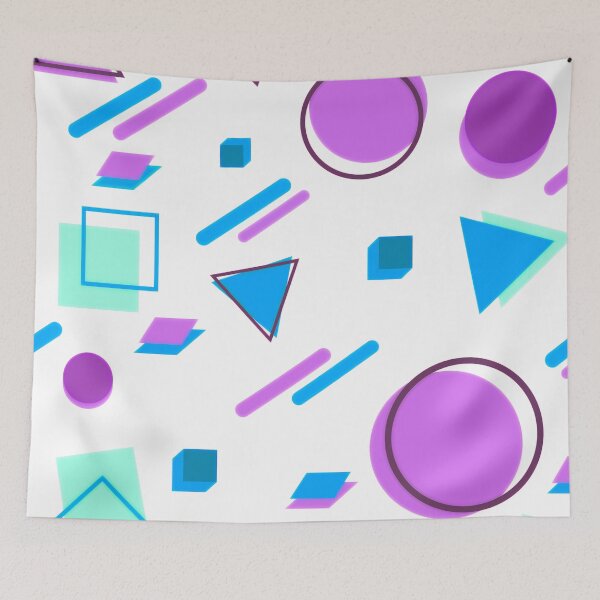 Item preview, Memphis Style Geometric - Purple, Blue and Turquoise designed and sold by TotallyRetroArt.