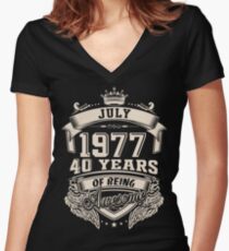 Born In July 1977 40 Years of Being Awesome Women's Fitted V-Neck T-Shirt