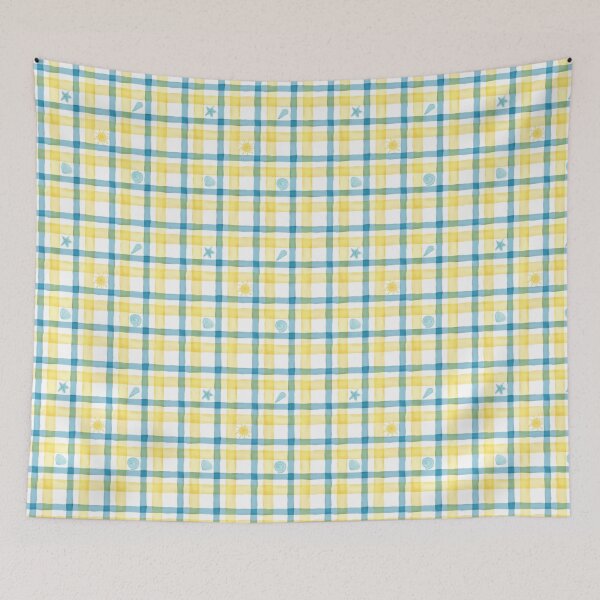 Item preview, Sunny seaside pattern, watercolour checked pattern designed and sold by RoseMaryWP.