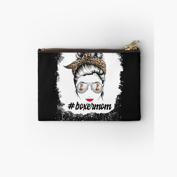 Aperçu de l'œuvre Boxer Chien Maman Bleached Messy Bun Léopard Femmes Pet créée et vendue par lareyxzbac.