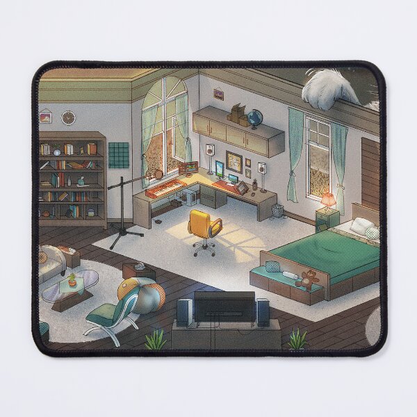 Item preview, Cute Isometric Bedroom with Cat designed and sold by BrocEnRollArts.