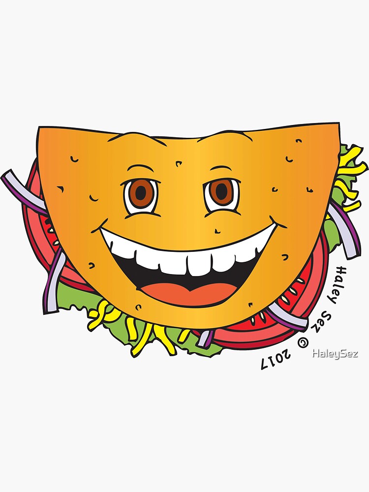 Thumbnail 3 of 3, Sticker, Happy Taco designed and sold by HaleySez.