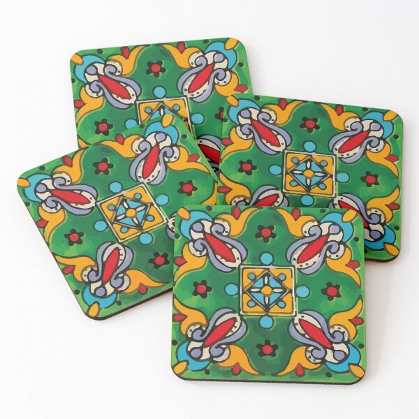 Item preview, Abstract green cruz mexican modern talavera tile wall designed and sold by T-Mex.