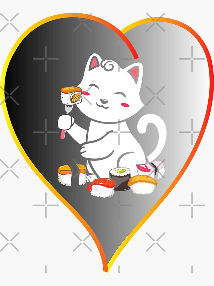 "Cute Kawaii Cat Sushi" Sticker for Sale by FruiToon Redbubble