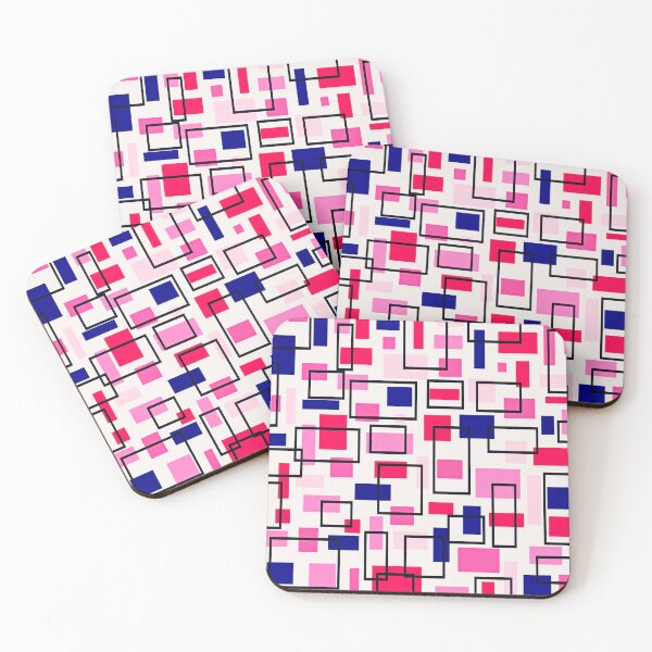 Item preview, Retro Inspired Squares - Baby Pink, Pink, Red and Navy Blue designed and sold by TotallyRetroArt.