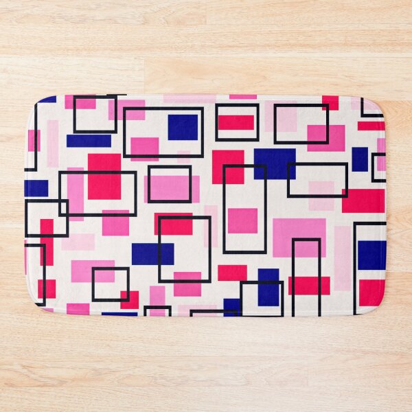 Item preview, Retro Inspired Squares - Baby Pink, Pink, Red and Navy Blue designed and sold by TotallyRetroArt.