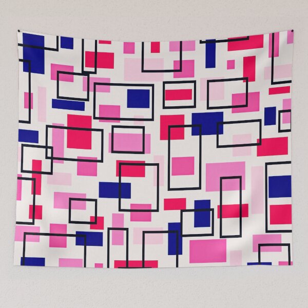 Item preview, Retro Inspired Squares - Baby Pink, Pink, Red and Navy Blue designed and sold by TotallyRetroArt.