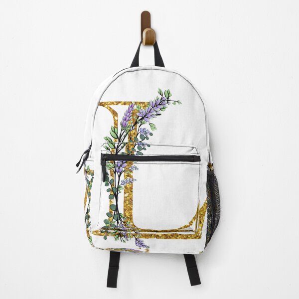 Item preview, The Alphabet | The letter “L”| romantic Eucalyptus and Lavender floral illustration | floral Monogram | gold glitter alphabet designed and sold by hollycooper.