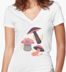 Meowshrooms Women's Fitted V-Neck T-Shirt