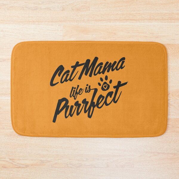Item preview, Cat Mama Life Is Purrfect, funny cat calligraphy sayings, cat mom gift, mango sorbet color designed and sold by Dotsby.