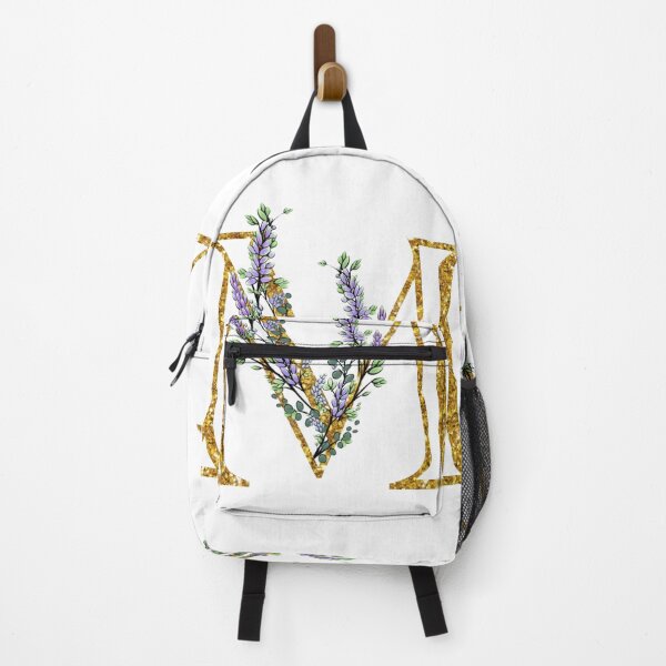 Item preview, The Alphabet | The letter “M”| romantic Eucalyptus and Lavender floral illustration | floral Monogram | gold glitter alphabet designed and sold by hollycooper.