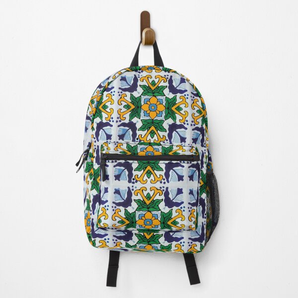 Item preview, Floral baby blue mexican tile retro pattern designed and sold by T-Mex.