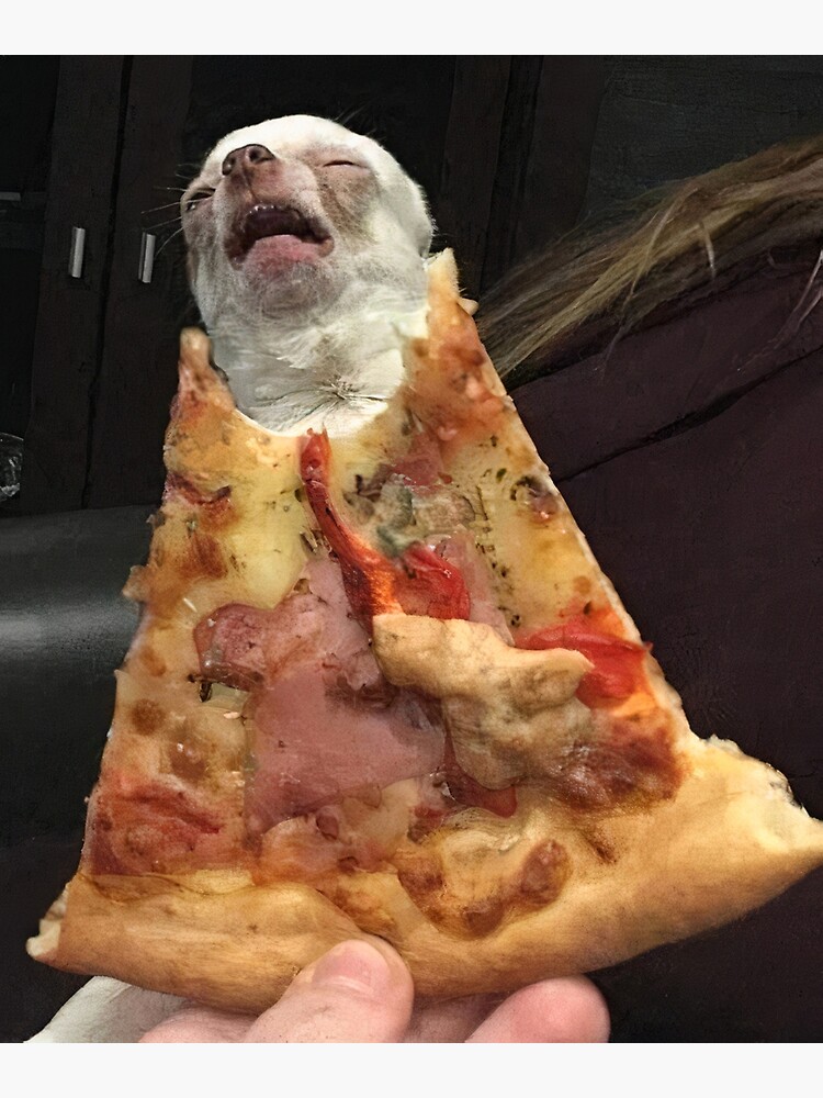 "Dog Eating A Pizza meme my dog ate a pizza slice funny" Poster for