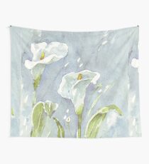 Arum lilies (and fireflies) at night Wall Tapestry