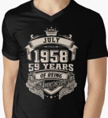 Born In July 1958 59 Years Of Being Awesome Men's V-Neck T-Shirt