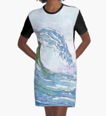 The Ocean's pulse Graphic T-Shirt Dress